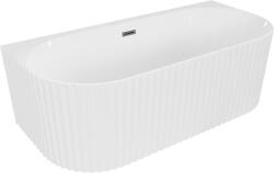 Mexen Sella szabadon álló fal melletti bordázott kád 170 x 80 cm, fényes fehér, gun gray kefe hatású túlfolyó (52711708000-66)