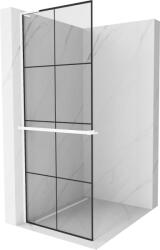 Mexen Kioto+ L zuhanyfal polccal Walk-in 80 x 200 cm, fekete rács, fehér - 800-080-123-20-77 (800-080-123-20-77)