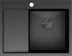 Mexen Exar 1 medencés, csepegtetős, jobb oldali acél mosogató 620 x 480 mm, fekete - 6432621005P-70 (6432621005P-70)