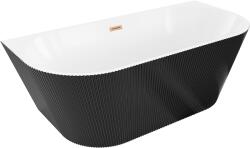 Mexen Oris szabadon álló fali bordázott kád 170 x 80 cm, fehér/fekete, réz túlfolyóval - 52871708075-65 (52871708075-65)