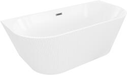Mexen Oris szabadon álló bordázott falszomszédos kád 170 x 80 cm, fehér, gun gray csiszolt túlfolyóval - 52871708000-66 (52871708000-66)