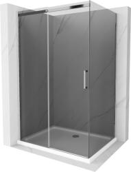 Mexen Omega 140 x 100 cm-es, grafit, króm zuhanykabin tolóajtóval + Flat zuhanytálca, fehér - 825-140-100-01-40-4010 (825-140-100-01-40-4010)