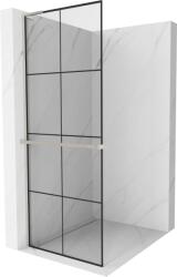 Mexen Kioto+ L zuhanyfal polccal Walk-in 90 x 200 cm, fekete rács, kefélt nikkel - 800-090-123-97-77 (800-090-123-97-77)