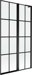 Mexen Mist L kád paraván, 2 szárnyú, jobbos, 100 x 150 cm, fekete rácsos, fekete - 8A9L-100-011-70-77-P (8A9L-100-011-70-77-P)