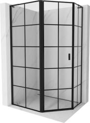 Mexen Mist L ötszögletű aszimmetrikus balos nyíló zuhanykabin 90 x 80 cm, fekete rács, fekete - 8A8L-090-080-70-77-L (8A8L-090-080-70-77-L)