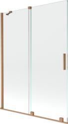 Mexen Velar 2 szárnyas, átlátszó, 130 x 150 cm-es, kefe hatású réz tolható kádparaván - 896-130-000-01-65 (896-130-000-01-65)