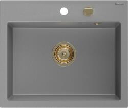 Mexen Oscar egymedencés gránit mosogató 580 x 490 mm, szürke, arany szifonnal - 6519581000-71-G (6519581000-71-G)
