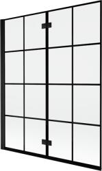 Mexen Mist kétrészes bal oldali fürdőszobai paraván 140 x 150 cm, fekete rács, fekete - 8A9-140-002-70-77-L (8A9-140-002-70-77-L)