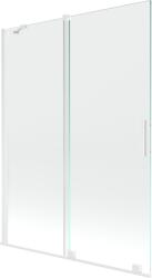Mexen Velar kétajtós eltolható fürdőkád paraván 130 x 150 cm, átlátszó, fehér - 896-130-000-01-20 (896-130-000-01-20)