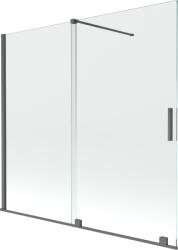 Mexen Velar 2 szárnyú, toló kádparaván 170 x 160 cm, átlátszó, gun gray kefe hatású - 896-170-000-01-66 (896-170-000-01-66)