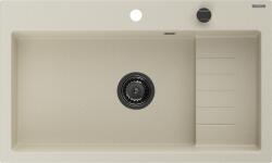 Mexen Omar gránit mosogató 1-medencés 800 x 480 mm, bézs, fekete szifon - 6520801005-69-B (6520801005-69-B)