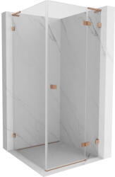 Mexen Lunar L jobboldali nyíló zuhanykabin 100 x 100 cm, átlátszó, csiszolt réz - 834L-100-100-65-00-P (834L-100-100-65-00-P)