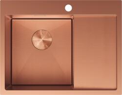 Mexen Exar 1-medencés bal oldali acél mosogató csepegtetővel, 620 x 480 mm, réz HC - 6431621005L-65HC (6431621005L-65HC)