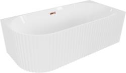 Mexen Gia szabadon álló sarokkád barázdált jobb 150 x 75 cm, fehér fényes, túlfolyó rózsaarany - 52701507500P-60 (52701507500P-60)