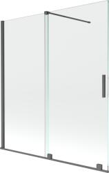 Mexen Velar kádparaván 2-szárnyú tolóajtós 150 x 150 cm, áttetsző, gun gray kefélt - 896-150-000-01-66 (896-150-000-01-66)