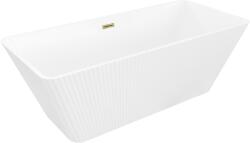 Mexen Tava szabadon álló bordázott kád 170 x 75 cm, fehér, arany túlfolyó - 52851707500-50 (52851707500-50)