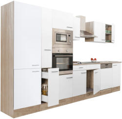 Leziter Yorki 370 Konyhablokk - Sonoma Tölgy Korpusz, Selyemfényű Fehér Front, Polcos Szekrénnyel