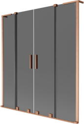 Mexen Velar L Duo kád feletti paraván, 2-szárnyú tolóajtós, 160 x 150 cm, grafit, csiszolt réz - 896-160-003-42-65 (896-160-003-42-65)