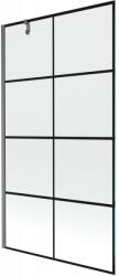 Mexen Next fürdőkád paraván, 1-szárnyú 100 x 150 cm, fekete rács, gun gray kefe - 895-100-000-00-77-66 (895-100-000-00-77-66)
