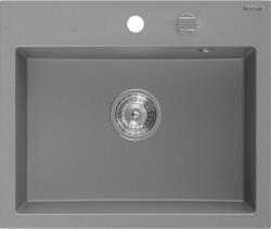 Mexen Oscar 1-medencés gránit mosogató 580 x 490 mm, szürke, krómozott szifonnal - 6519581000-71 (6519581000-71)