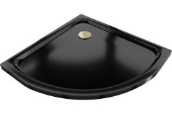Mexen Flat félköríves slim zuhanytálca 70 x 70 cm, fekete, arany szifon - 41707070G (41707070G)