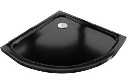 Mexen Flat félköríves, slim zuhanytálca 70 x 70 cm, fekete, krómozott szifon - 41707070 (41707070)