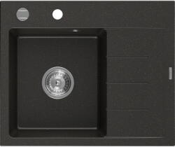 Mexen Ben 1 rekeszes gránit mosogató csepegtetővel, balos, 600 x 500 mm, fekete/arany metál, krómozott szifon (6522605000-75)