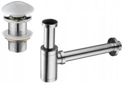  Mexen kerekített fél szifon mosdóhoz kerámia klik-klak dugóval, túlfolyó nélkül, króm/fehér - 7991050-02 (7991050-02)