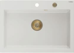 Mexen Elix 1 rekeszes gránit mosogató 700 x 500 mm, fehér, arany szifon - 6526701005-20-G (6526701005-20-G)