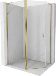 Mexen Mist L ötszögletű aszimmetrikus nyíló zuhanykabin 90 x 80 cm, átlátszó, arany - 8A8L-090-080-50-00 (8A8L-090-080-50-00)