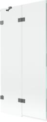 Mexen Lunar kétszárnyú bal oldali kádparaván 90 x 150 cm, átlátszó, gun metal - 897-090-100-95-00-L (897-090-100-95-00-L)