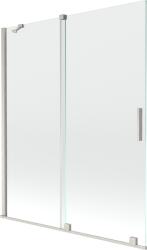 Mexen Velar 2-szárnyú toló mozgatható fürdőszobai paraván, 140 x 150 cm, átlátszó, kefélt nikkel - 896-140-000-01-97 (896-140-000-01-97)