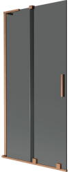 Mexen Velar L kétpaneles, 2-szárnyú toló zuhanyparaván 95 x 150 cm, grafit, kefélt réz - 896-095-003-41-65 (896-095-003-41-65)