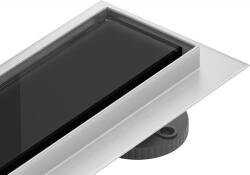 Mexen Flat 360° MGB forgatható lineáris lefolyó 70 cm, fekete üveg - 1026070-40 (1026070-40)