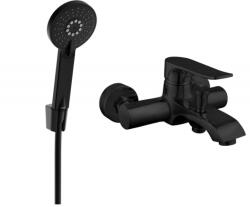 Mexen Pecos R40 fürdőkád csaptelep zuhanykészlettel, fekete - 7273R40-70 (7273R40-70)