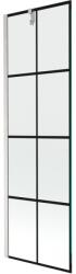 Mexen Next egyszárnyú fürdőkádparaván 60 x 150 cm, fekete rács, csiszolt nikkel - 895-060-000-00-77-97 (895-060-000-00-77-97)
