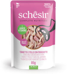 Schesir 24x85g Schesir Complete Nutrition Filet tonhal, sonka aszpikban nedves macskatáp