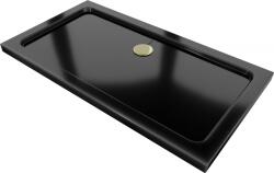 Mexen Flat téglalap alakú, slim zuhanytálca 140 x 70 cm, fekete, arany szifonnal - 40707014G (40707014G)