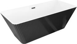 Mexen Tava szabadon álló bordázott kád 170 x 75 cm, fehér/fekete, fekete túlfolyó - 52851707575-70 (52851707575-70)