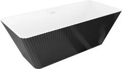 Mexen Tava szabadon álló, bordázott kád 170 x 75 cm, fehér/fekete, fehér túlfolyó - 52851707575-20 (52851707575-20)