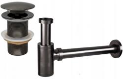  Mexen fél szifon kerek mosdóhoz, klikk-klakk dugóval, túlfolyó nélkül, grafit - 7991050-66 (7991050-66)