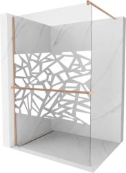 Mexen Kioto+ zuhanyfal polccal Walk-in 100 x 200 cm, fehér mintás, selyemfényű réz - 800-100-121-65-85 (800-100-121-65-85)