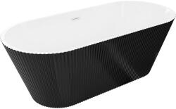 Mexen Yara szabadon álló bordázott kád 170 x 75 cm, fehér/fekete, fehér túlfolyó - 52861707575-20 (52861707575-20)