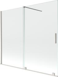 Mexen Velar kétszárnyú, összecsukható kádparaván 180 x 150 cm, átlátszó, szálcsiszolt nikkel - 896-180-000-01-97 (896-180-000-01-97)