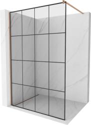 Mexen Kioto zuhanyfal Walk-in 150 x 200 cm, fekete rács 8 mm, kefélt réz - 800-150-101-65-77 (800-150-101-65-77)