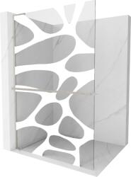 Mexen Kioto+ L zuhanyfalszakasz polccal Walk-in 120 x 200 cm, fehér hullám, kefélt nikkel - 800-120-123-97-97 (800-120-123-97-97)