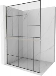 Mexen Kioto+ L zuhanyfal polccal Walk-in 80 x 200 cm, fekete minta, kefélt nikkel - 800-080-123-97-78 (800-080-123-97-78)