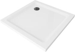 Mexen Flat 100 x 100 cm-es, fehér, fekete szifonnal rendelkező slim négyzet alakú zuhanytálca - 40101010B (40101010B)