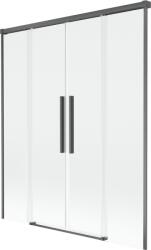 Mexen Rox 2-szárnyú toló zuhanyfal, 160 x 150 cm, átlátszó, kefélt szürke - 8C9-160-002-66-00 (8C9-160-002-66-00)