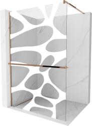 Mexen Kioto+ zuhanyfal polccal Walk-in 140 x 200 cm, fehér hullám, rózsaarany - 800-140-121-60-97 (800-140-121-60-97)